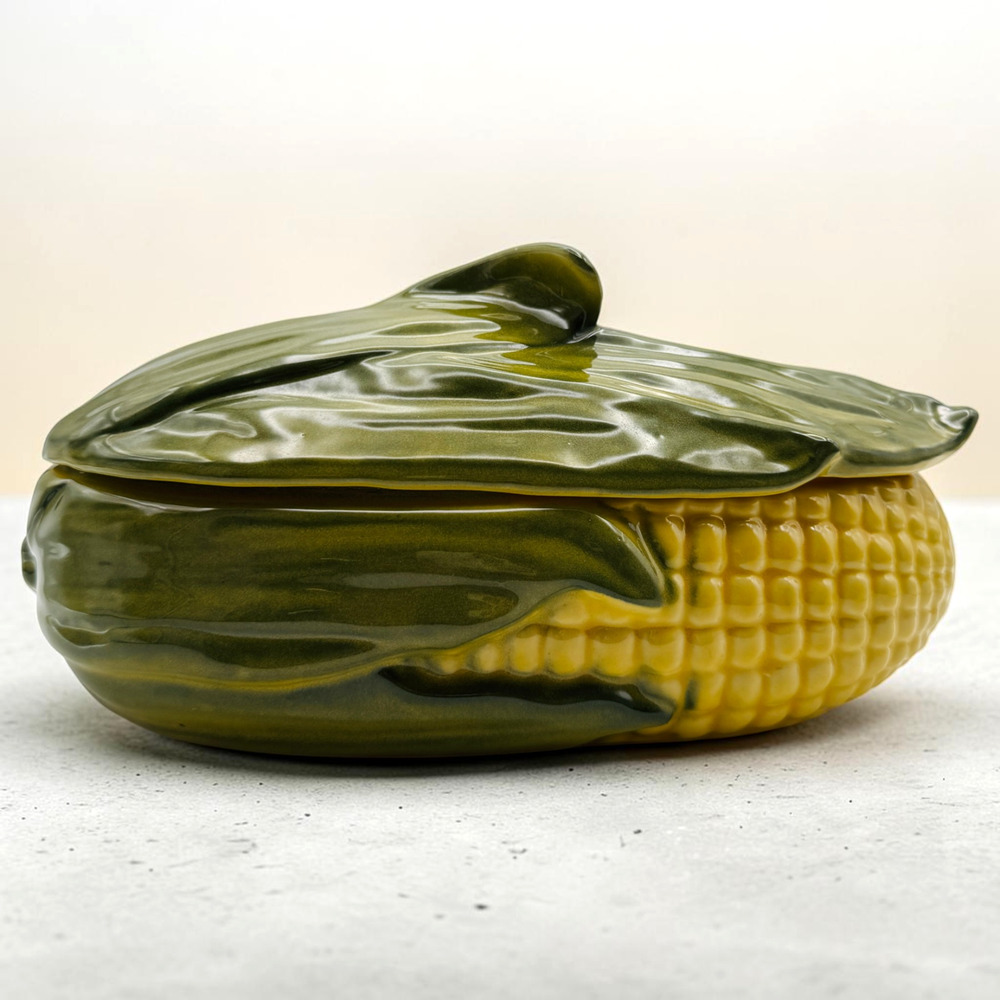 Vintage Shawnee Corn King Covered Casserole Dish #74 Cob Husk Thanksgiving 10"